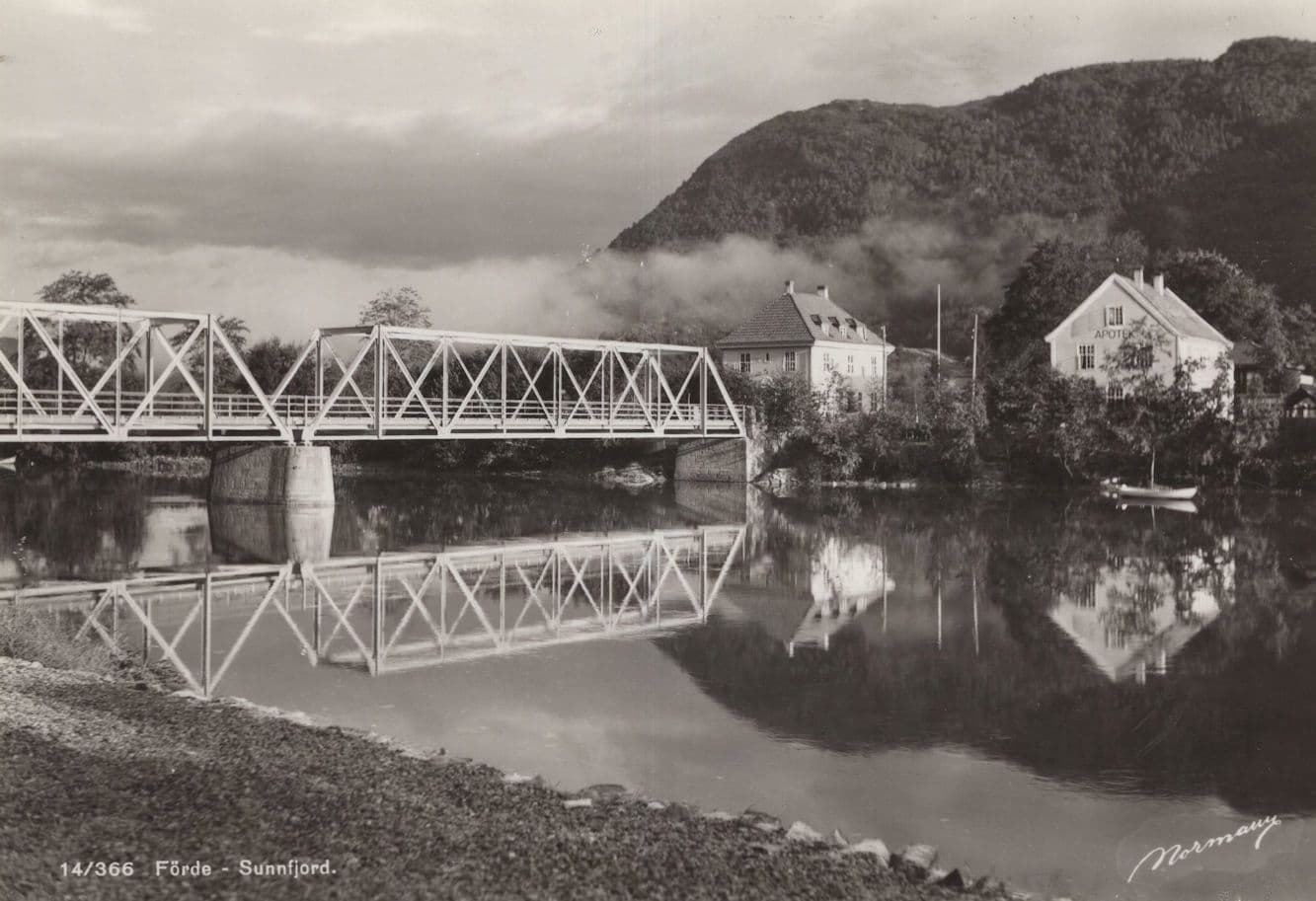 Sunnfjorde Norway Bridge River Real Photo Old Postcard