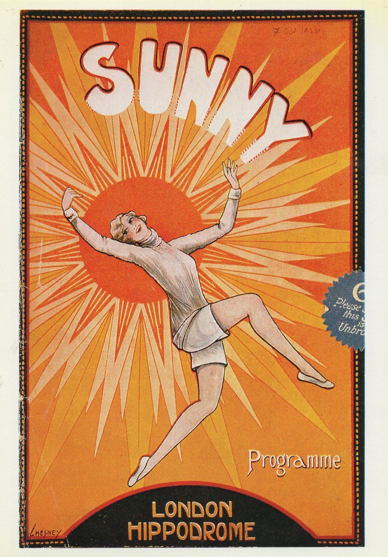 Sunny Musical Comedy 1926 London Hippodrome Programme Postcard