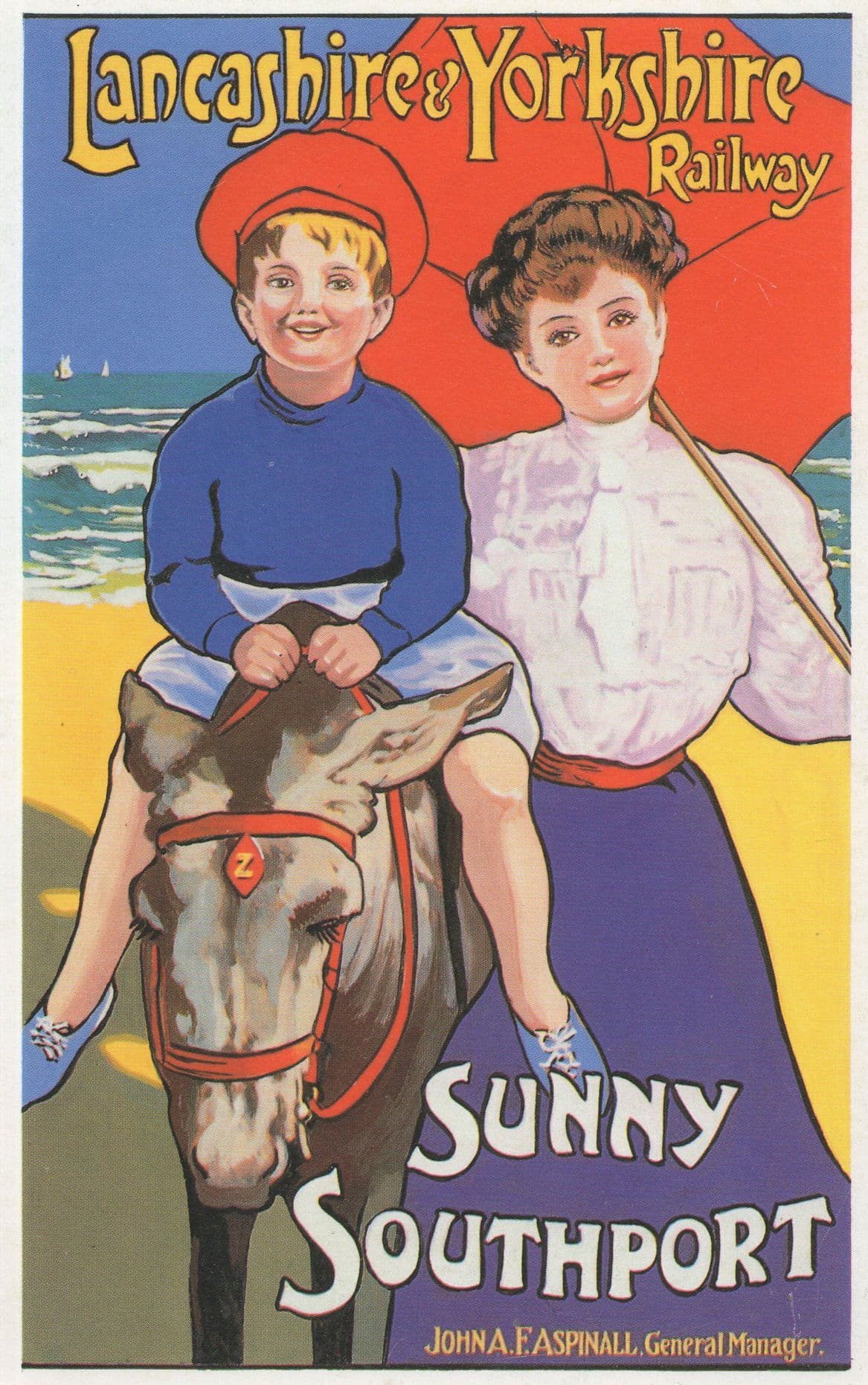 Sunny Southport Lancashire & Yorkshire Railway Poster Postcard