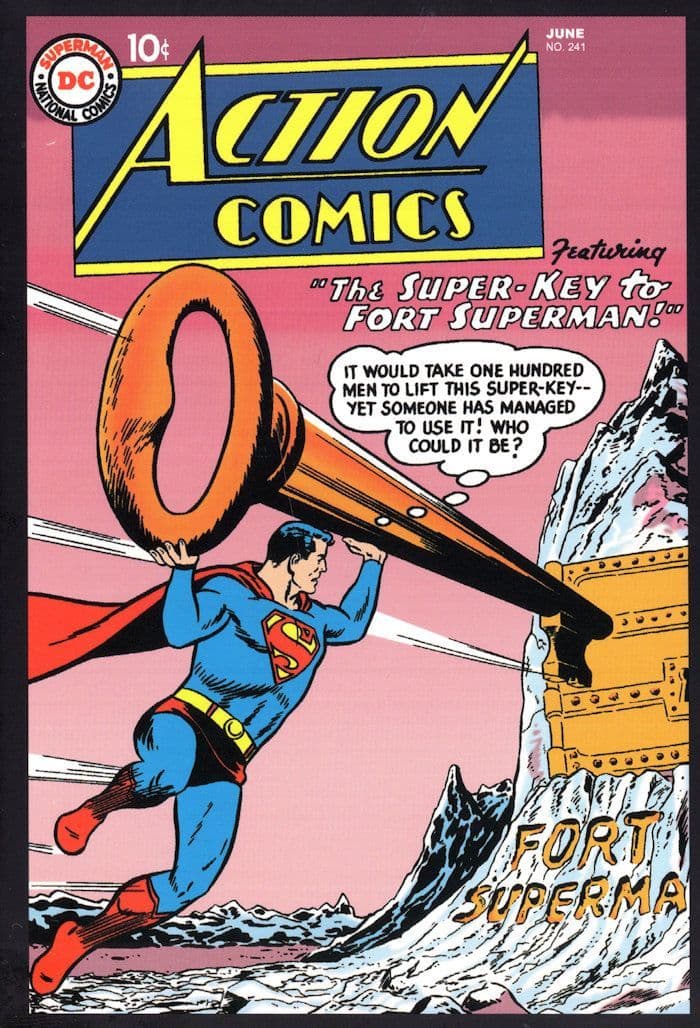 Superman Giant Fort Mountain Key 1950s Action Comic Book Postcard