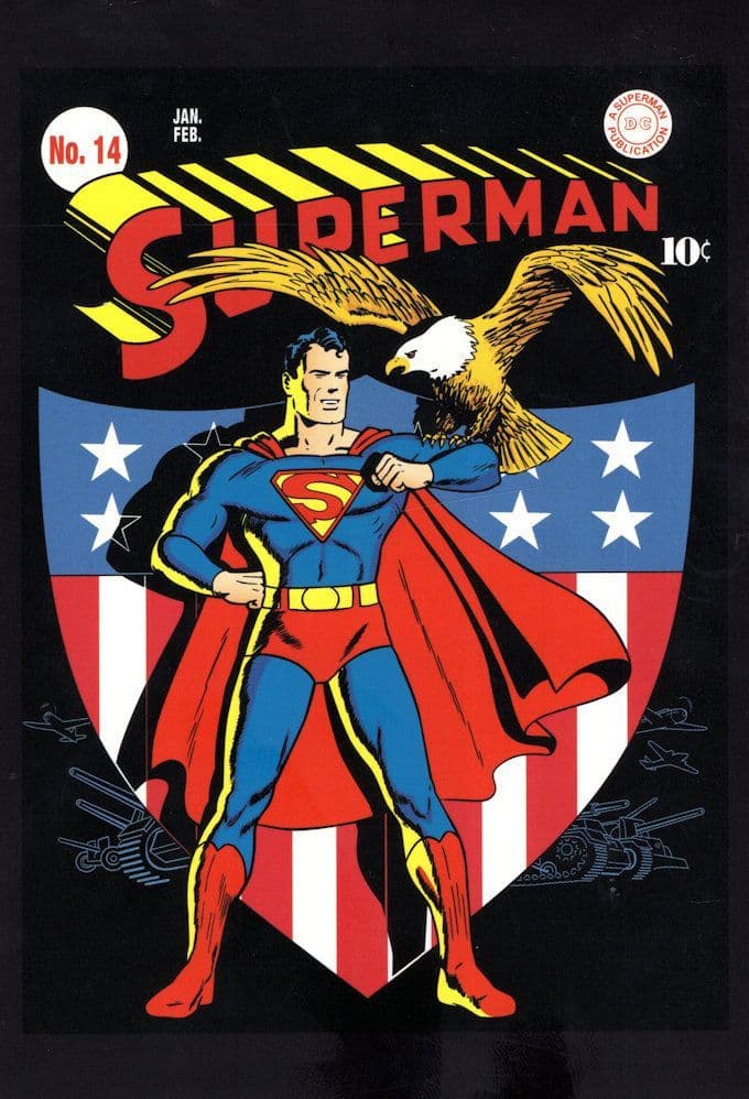 Superman Issue 14 War 1942 WW2 Eagle Comic Book Art postcard