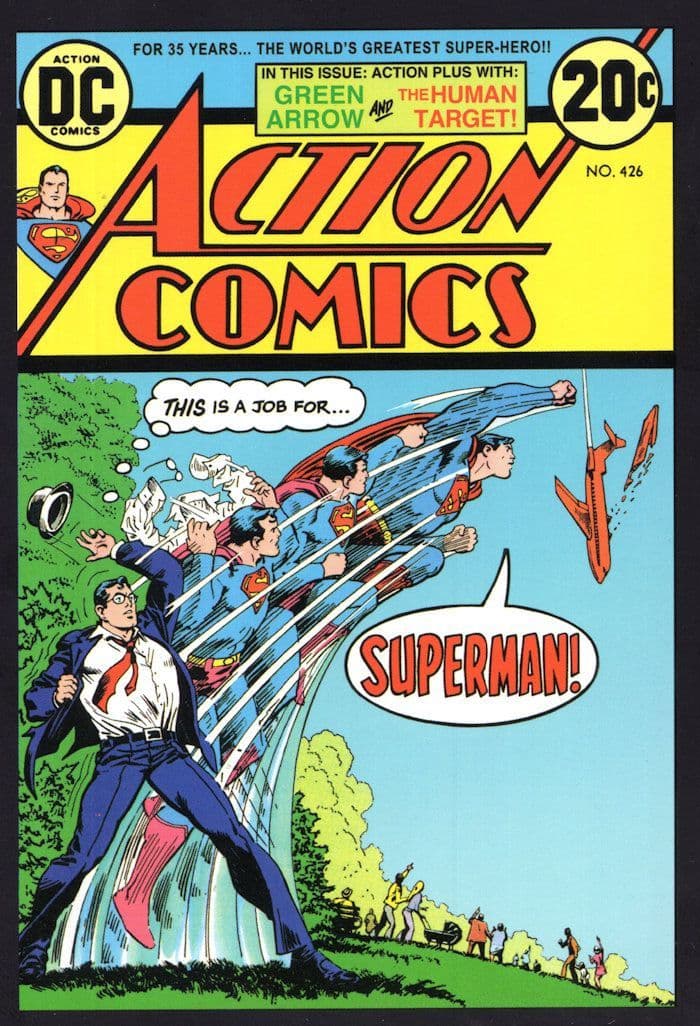 Superman Vs The Human Target Green Arrow 1973 Action Comic Book Postcard