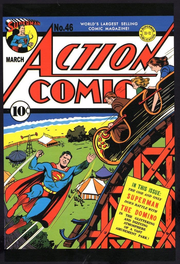 Superman WW2 Rollercoaster Theme Park Ride Comic Book Postcard