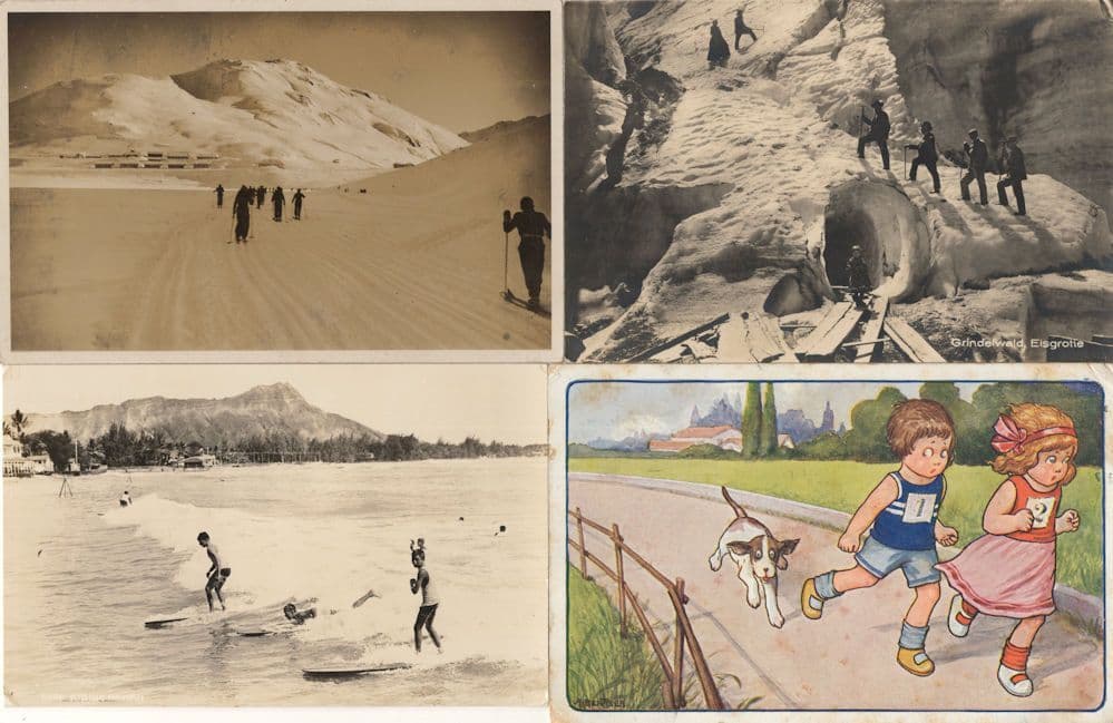 Surfing Surfboarding Real Photo Jogging Comic Skiing 4x Postcard s