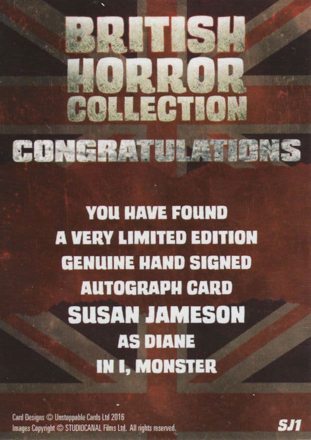 Susan Jamieson In Hammer Horror Film I Monster Hand Signed Card