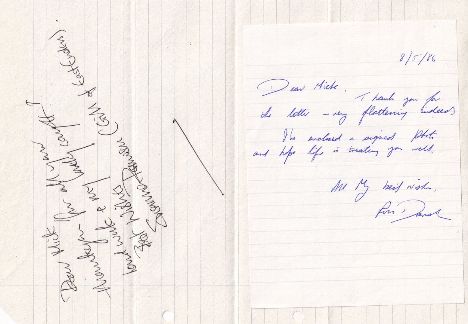 Susanne Dawson Eastenders & David 2x Hand Written Autograph Letter s