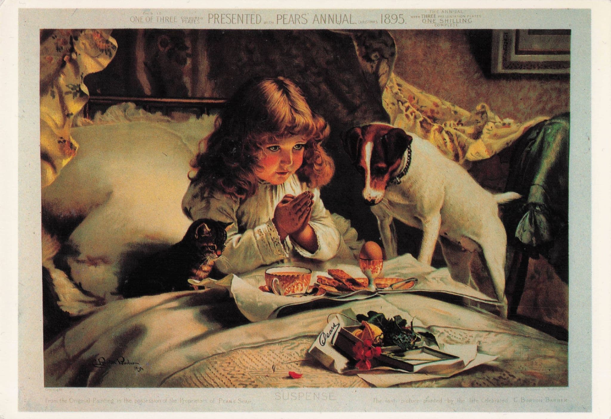 Suspense Pears Soap Dog Child Praying Poster Advertising Postcard