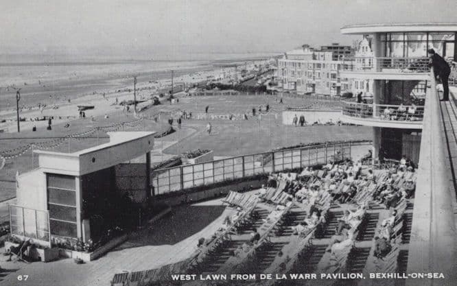 Sussex De La Warr Pavillion West Lawn Real Photo Postcard