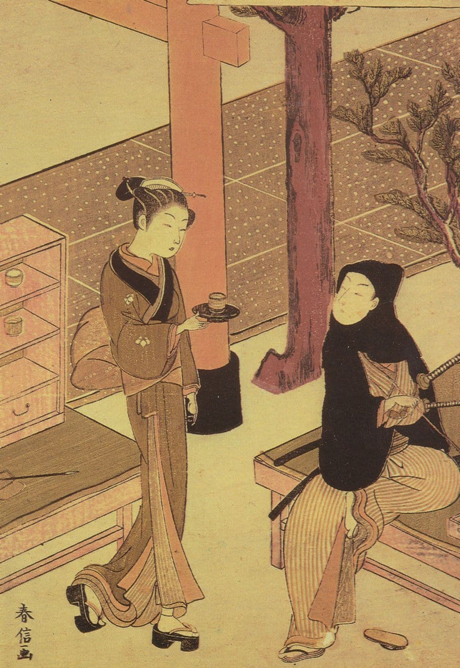 Suzuki Hurunobu Osen's Tea House Japanese Exhibition Painting Postcard
