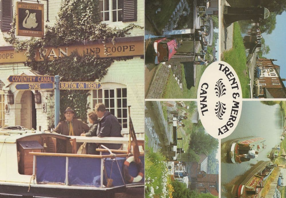Swan Pub Trent & Mersey Canal at Fradley Staffordshire 2x Postcard