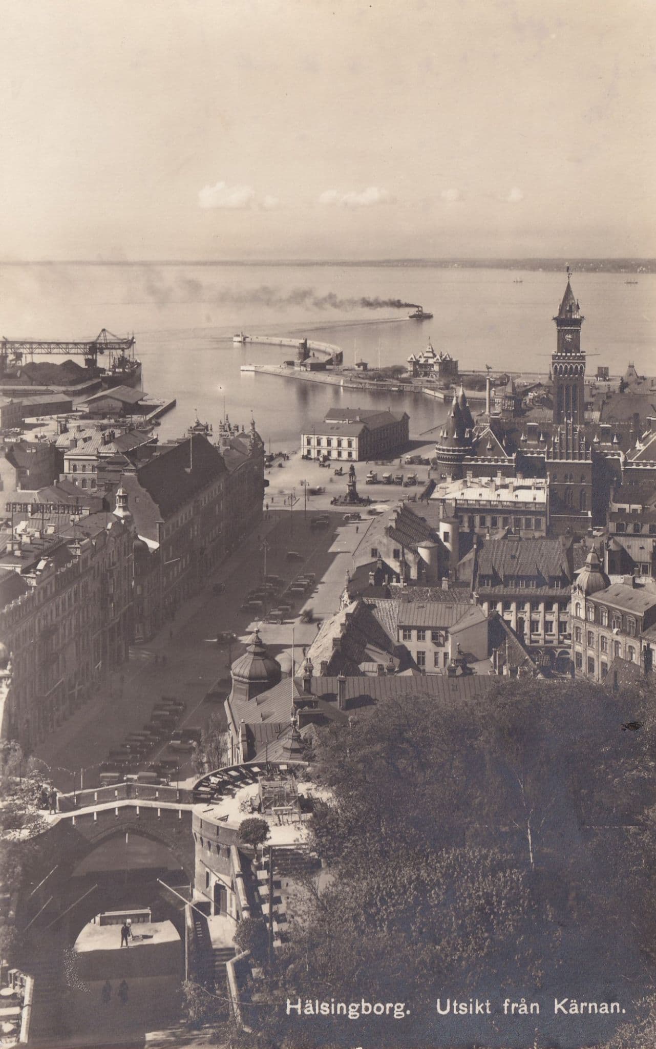 Sweden Halsingborg Utsikt Fran Karnan Panorama Old Postcard