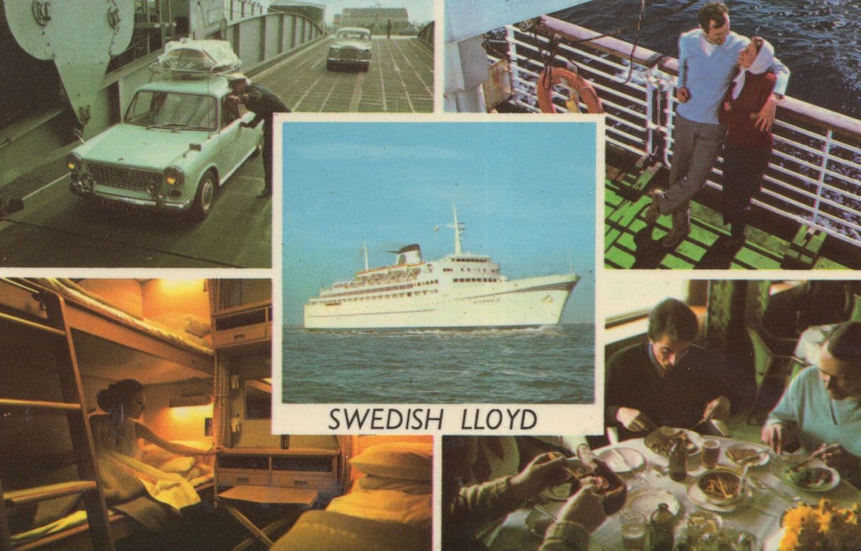 Swedish Lloyd 1970s Ship Diner Cabin Car Parking Postcard