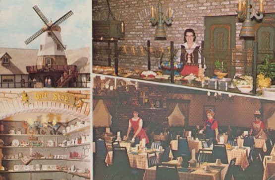 Swedish Mill Restaurant Kitchen Smorgasborg Kingsburg Fresno County Postcard