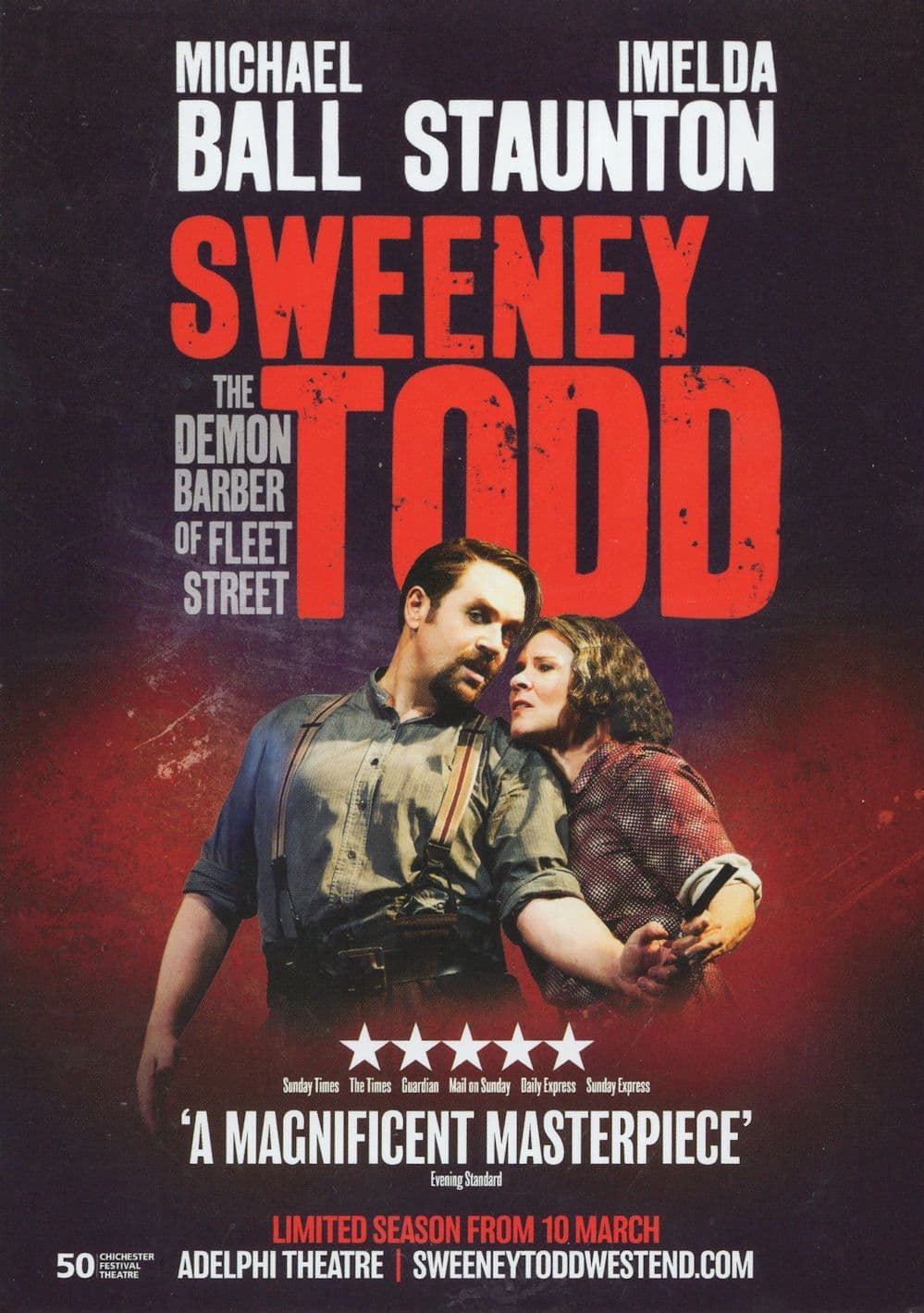 Sweeney Todd Michael Ball Imelda Staunton 2012 St James Theatre Advertising Postcard