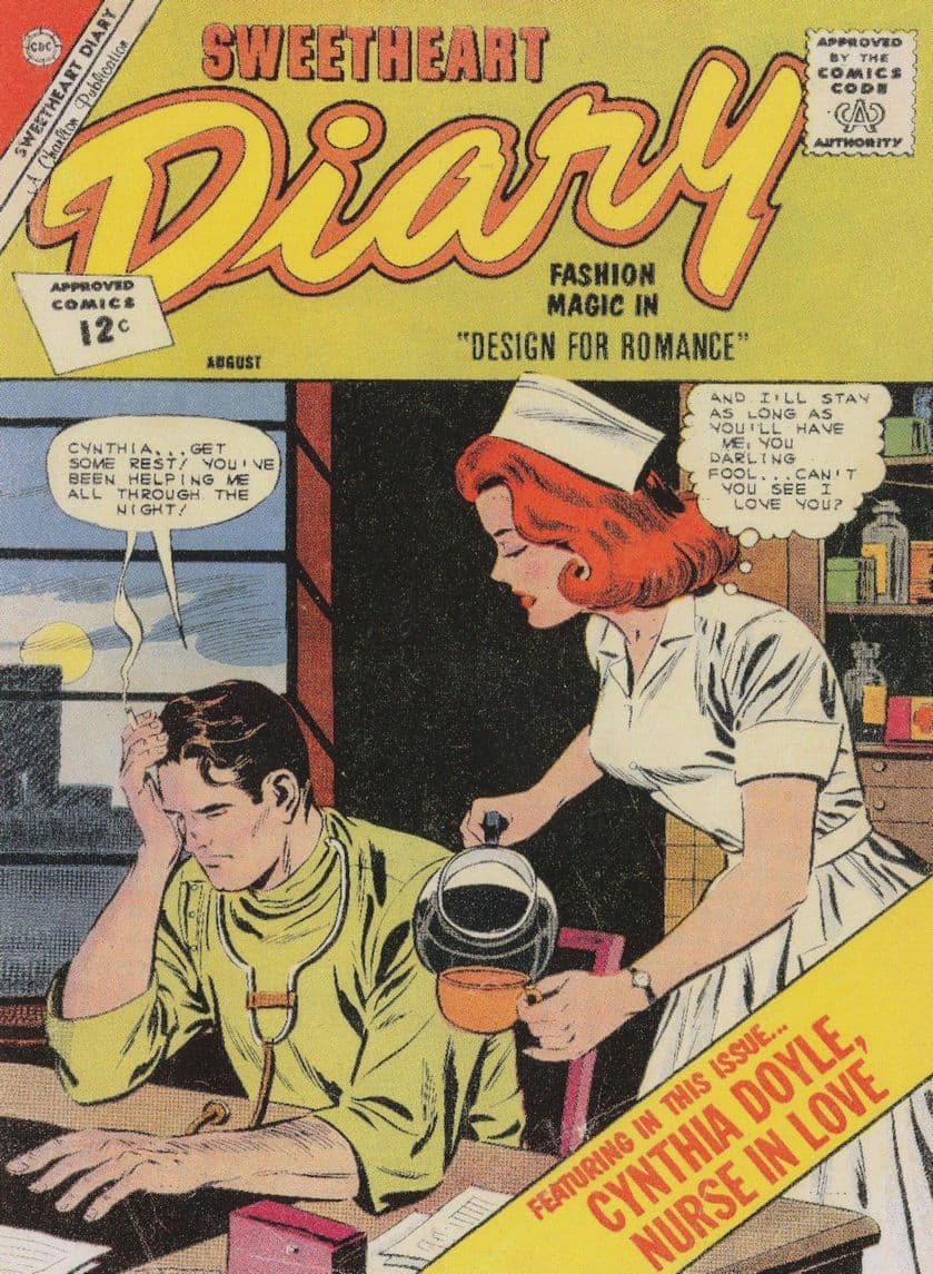 Sweetheart Diary 1950s Romance Comic War Nurse Love Postcard