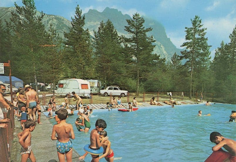 Swimming Pool Dolomiti Camping Site Caravan Park Italian Postcard