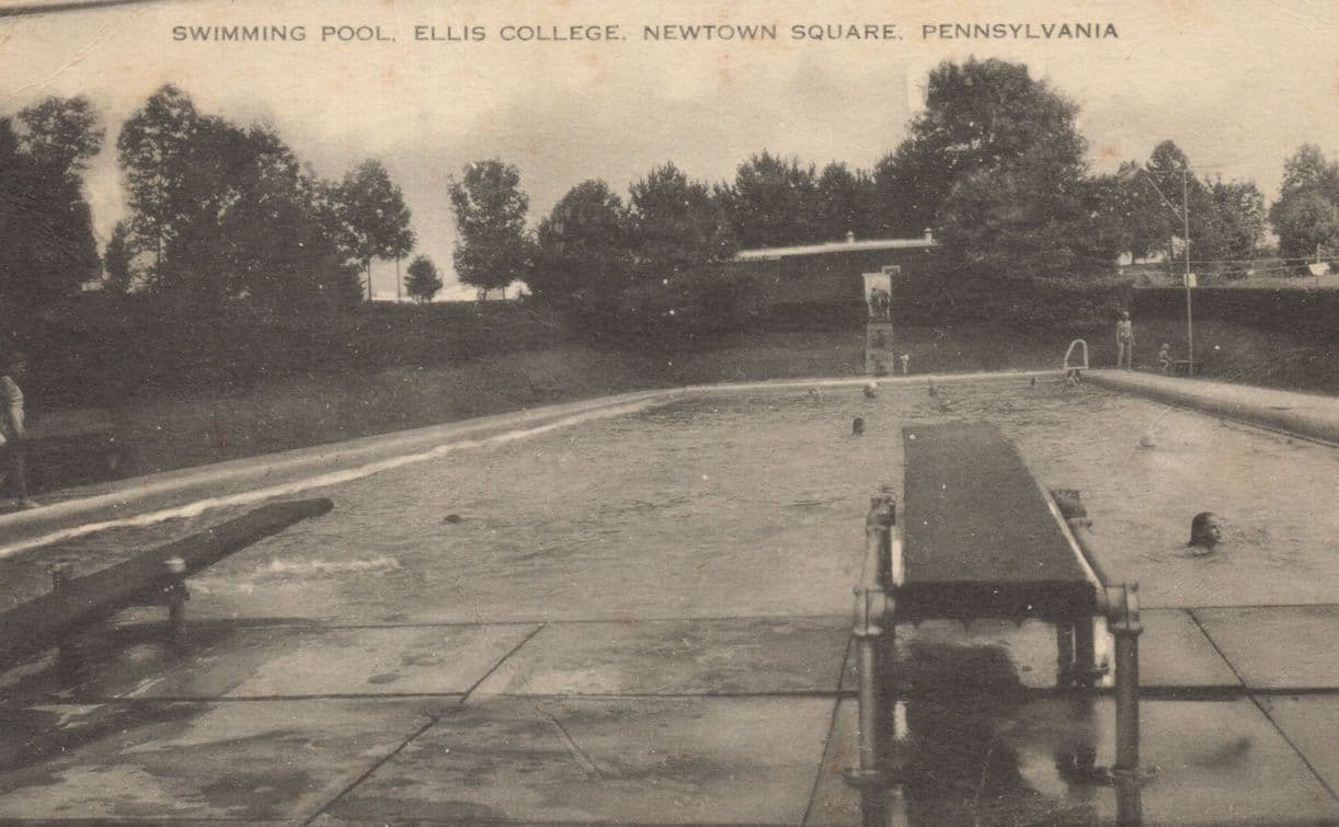 Swimming Pool Ellis College Newtown Square Pennsylvania USA Old Postcard