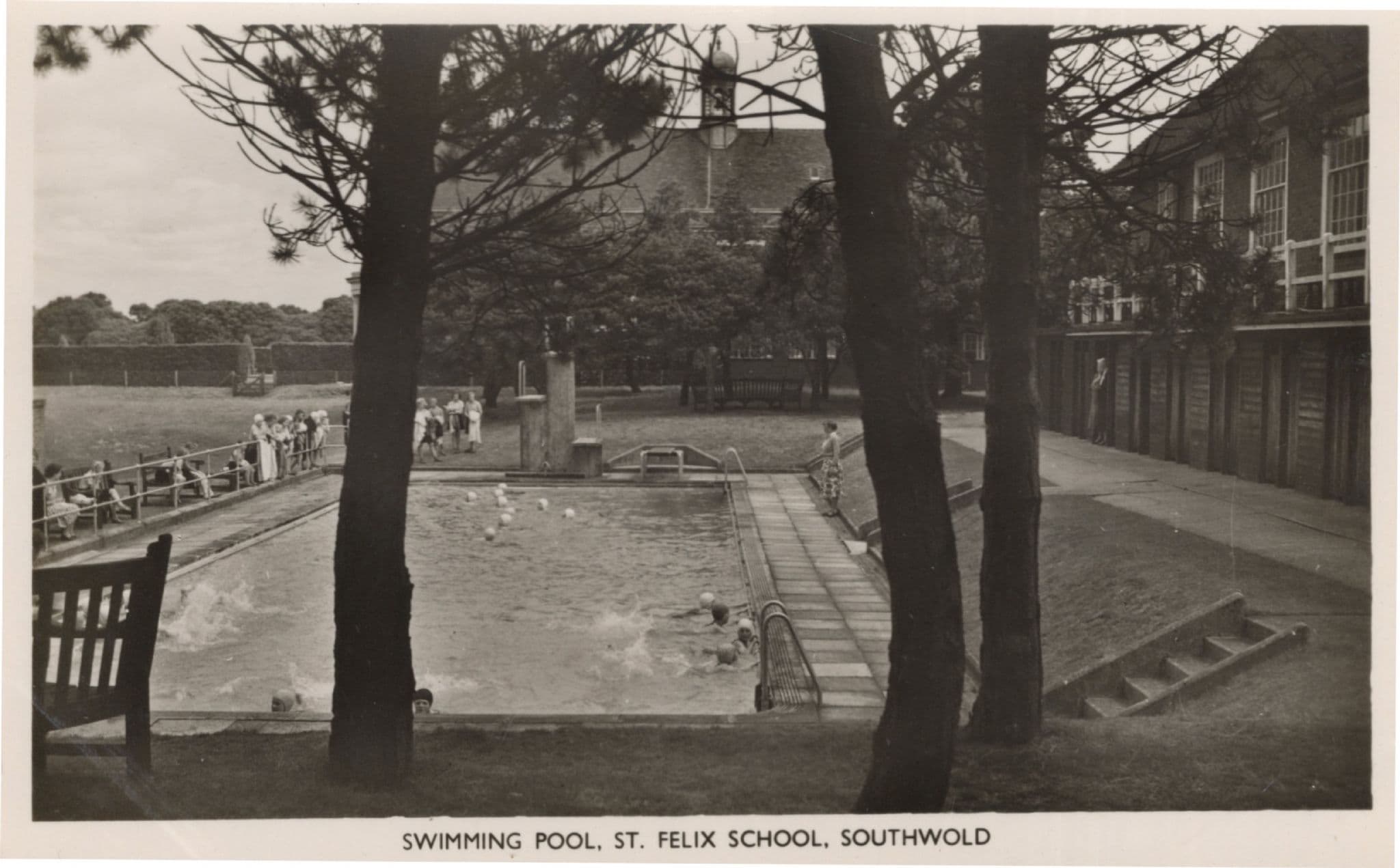 Swimming Pool Felix School Southwold Suffolk Old Real Photo Postcard