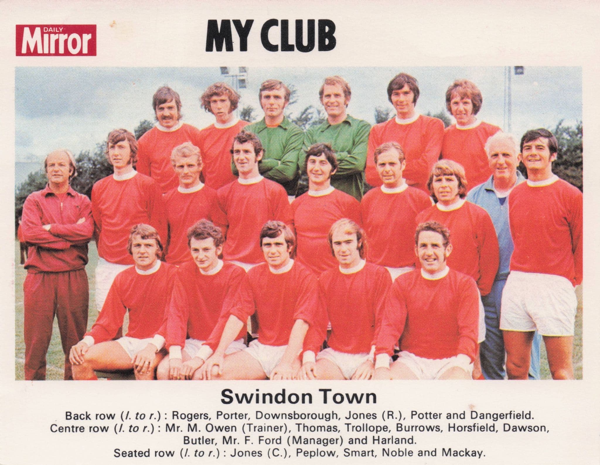 Swindon Football My Club Daily Mirror Rare PB Postcard