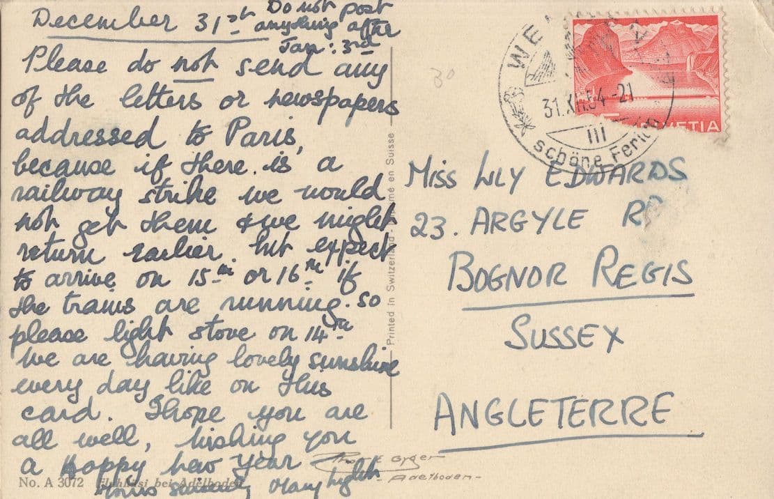 Swiss 1950s Train Railway Strike Message Switzerland Postcard