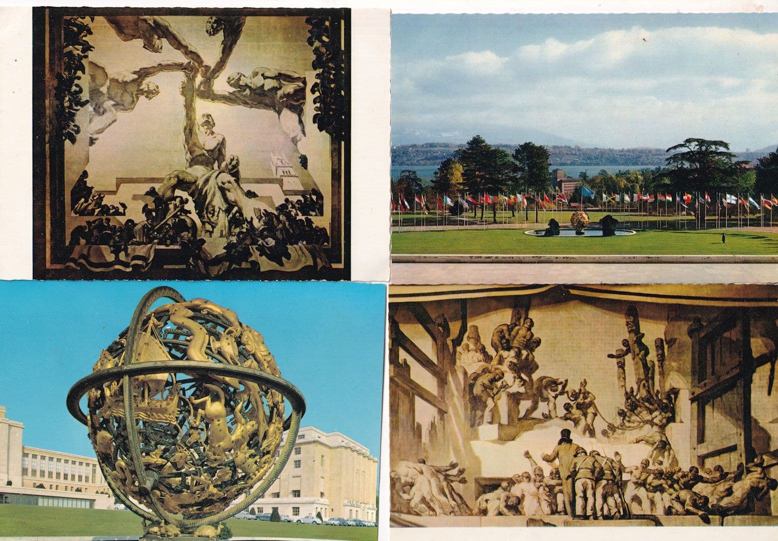 Switzerland Geneve Palais des Nations Cour du Secretariat 4x Postcard s