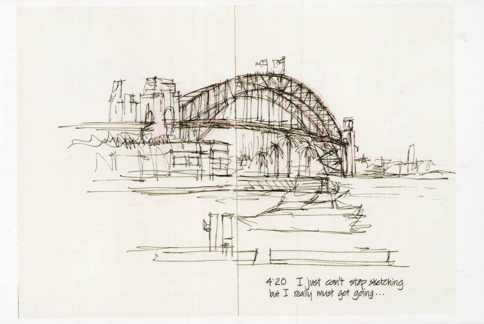 Sydney Harbour Bridge Stunning Australian Sketch Painting Postcard