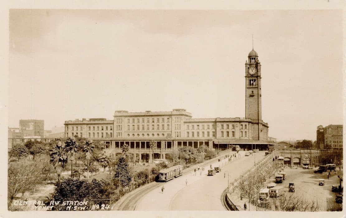 Sydney Railway Station Australia Antique Real Photo Postcard