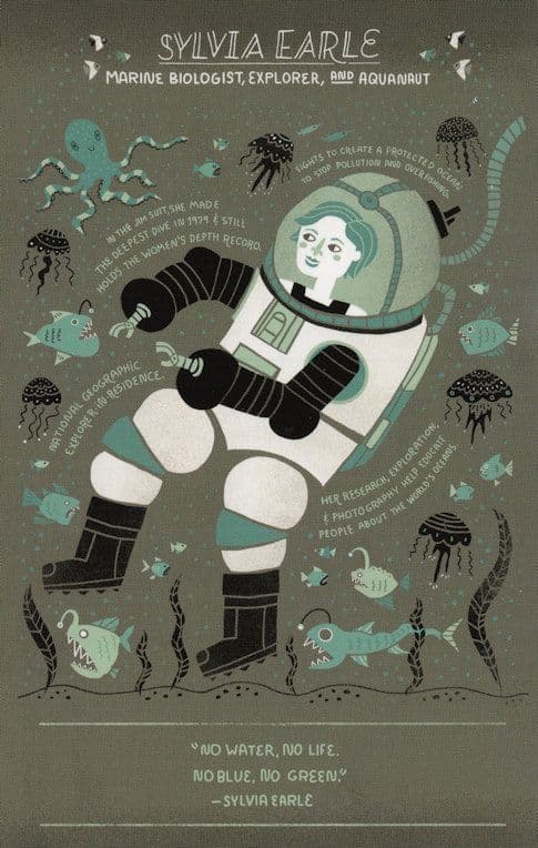 Sylvia Earle Marine USA Biologist Explorer Aquanaut Science Postcard