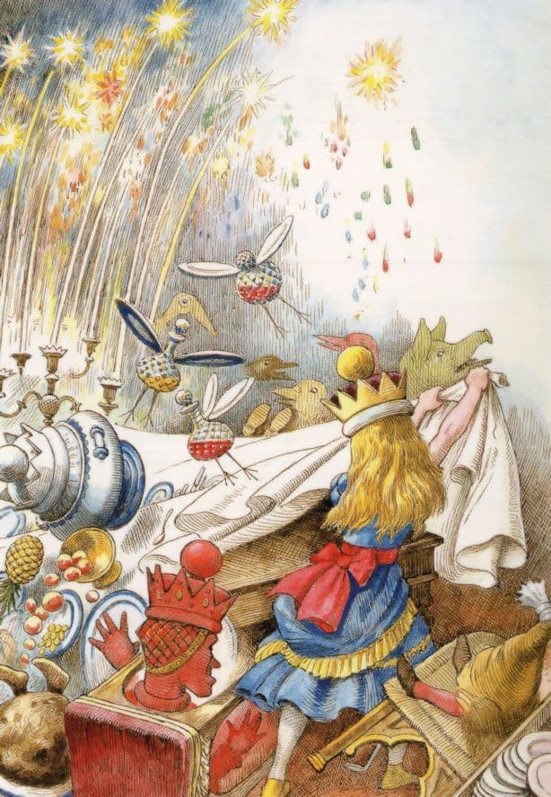Tablecloth Alice Through The Looking Glass 1927 Book Postcard