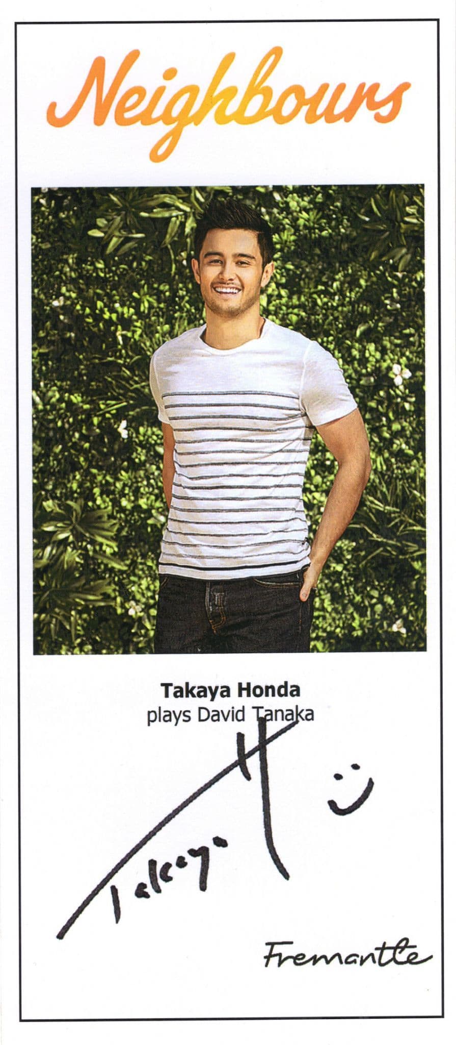 Takaya Honda as David Tanaka Neighbours Hand Signed Cast Photo