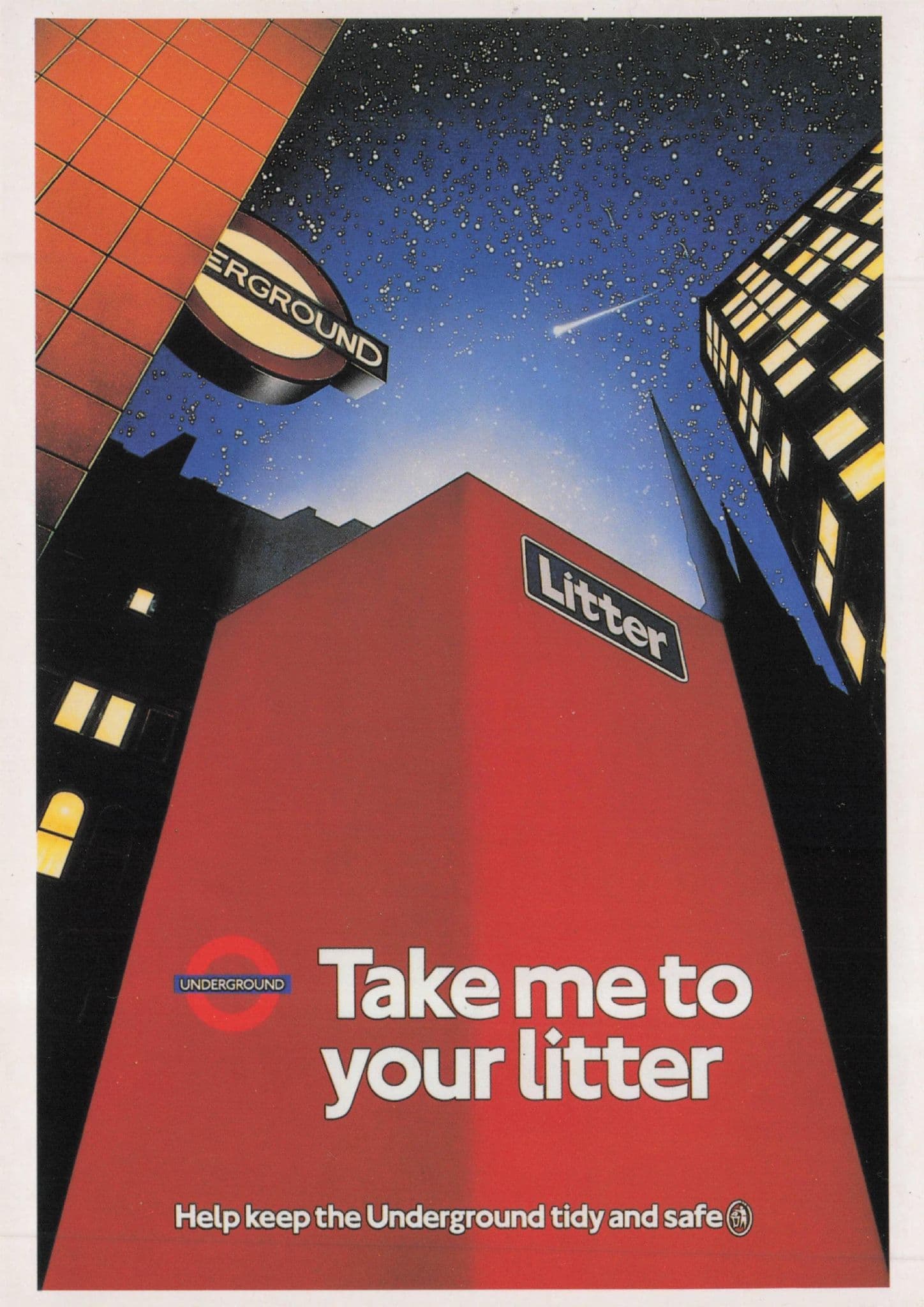 Take Me To Your Litter Leader UFO Spoof London Transport Postcard