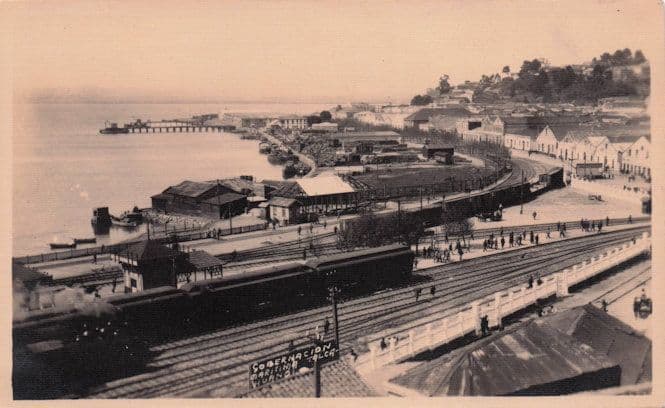 Talcahuano Train Station Chile Old Railway Postcard