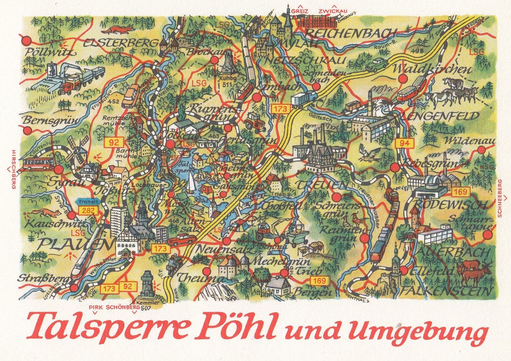 Talsperre Pohl Und Umbebung Pollwitz Lengenfeld Brockau German Karte Map Postcard