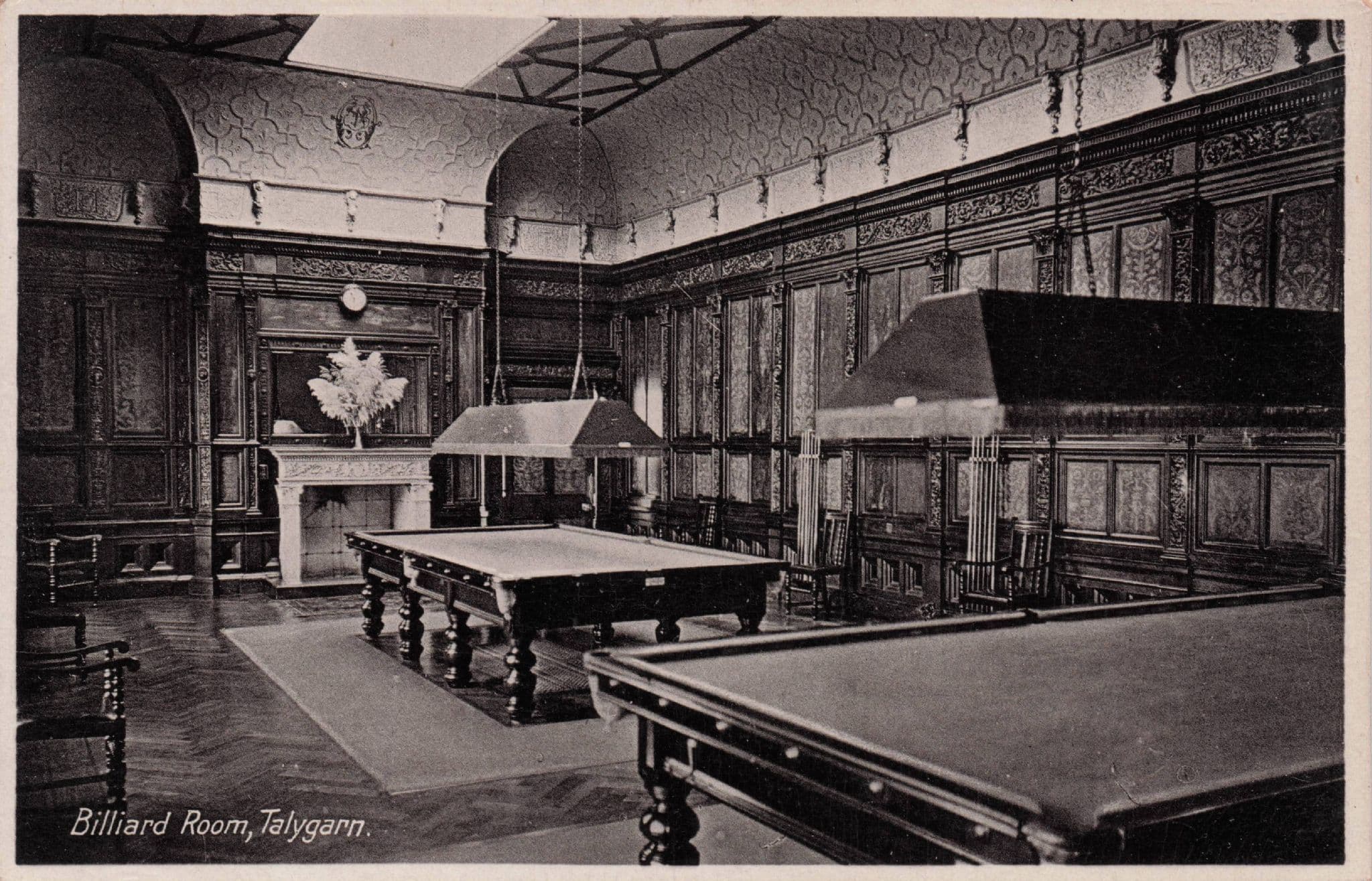 Talygarn Billiard Snooker Room Cymru Welsh Old RPC Postcard