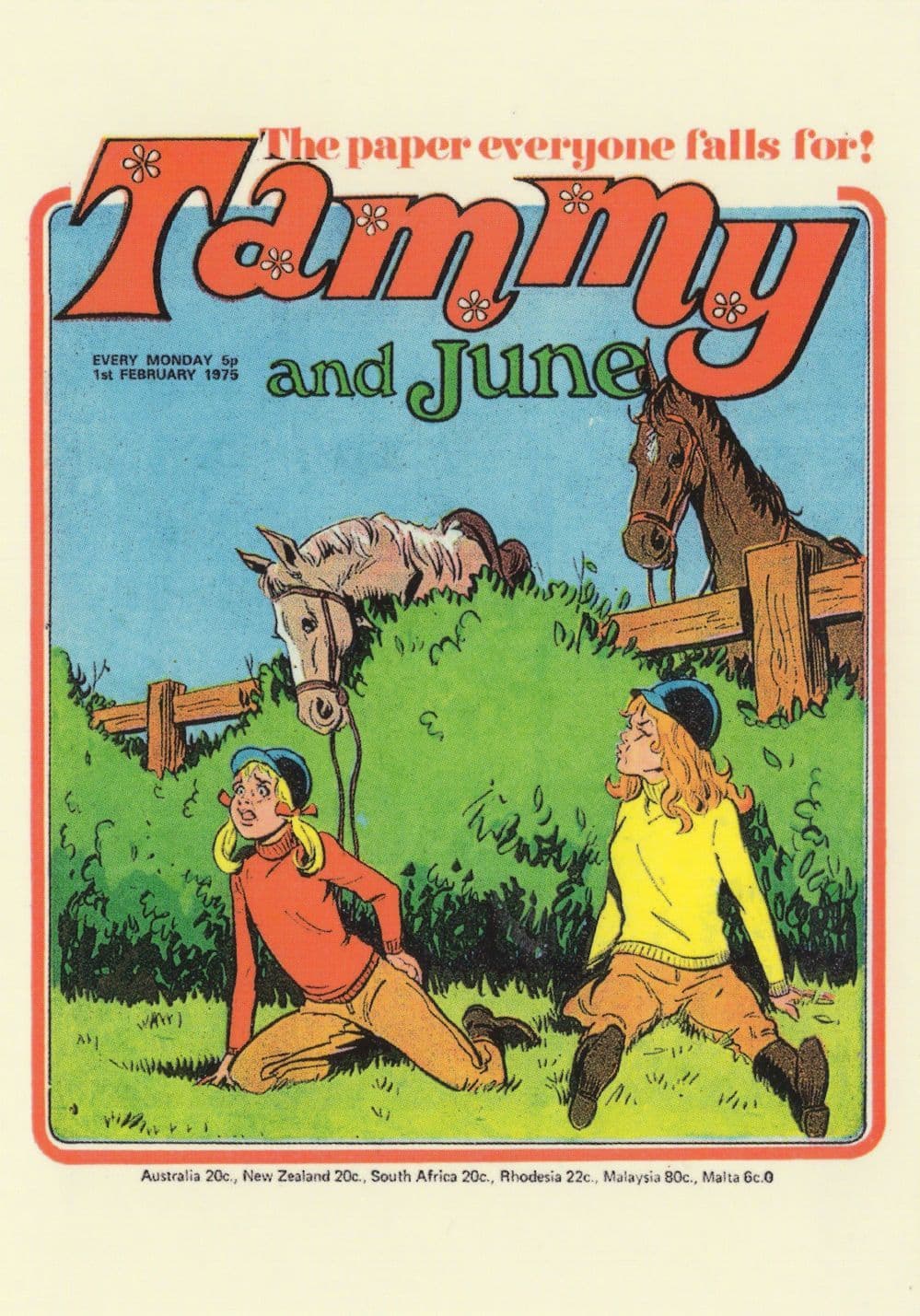 Tammy Show Jumping Disaster 1970s Girls Comic Book Postcard