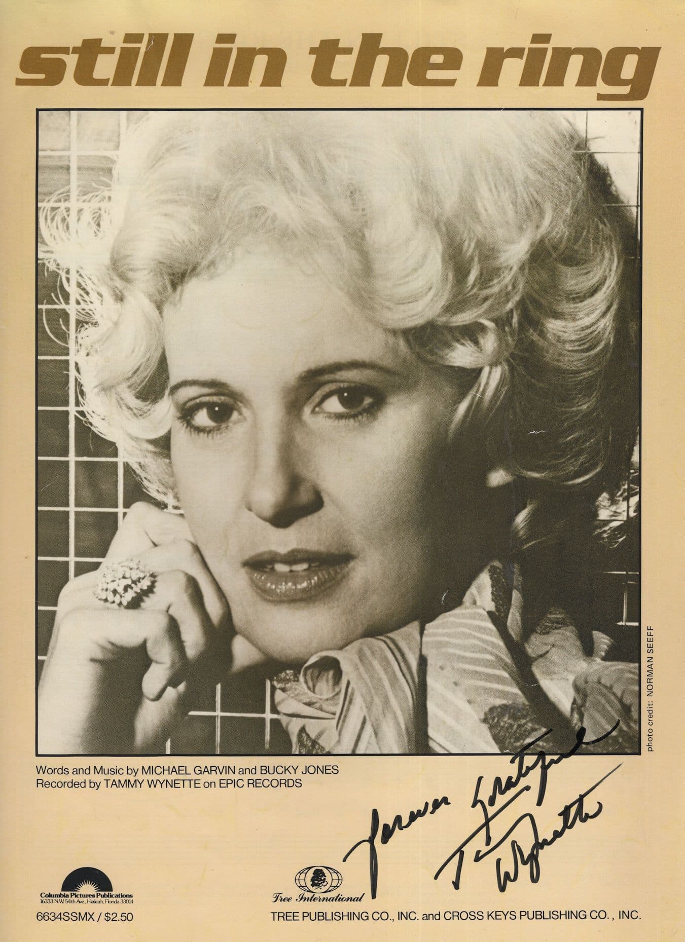 Tammy Wynette Still In The Ring Hand Signed XL Sheet Music