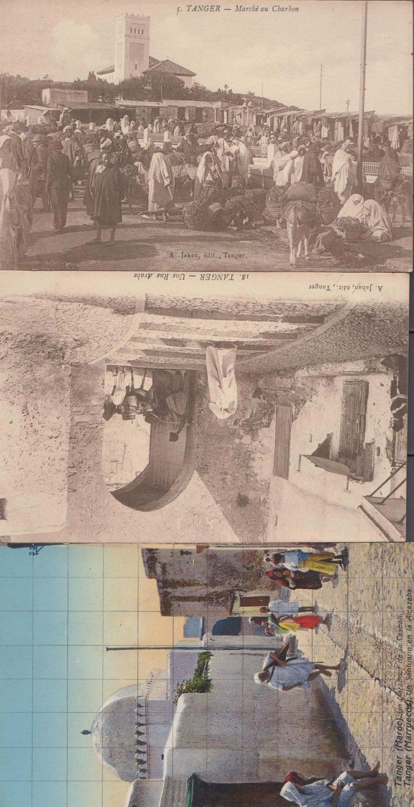 Tanger Maroc Mororro Market Arab Costume 3x Antique Postcard s