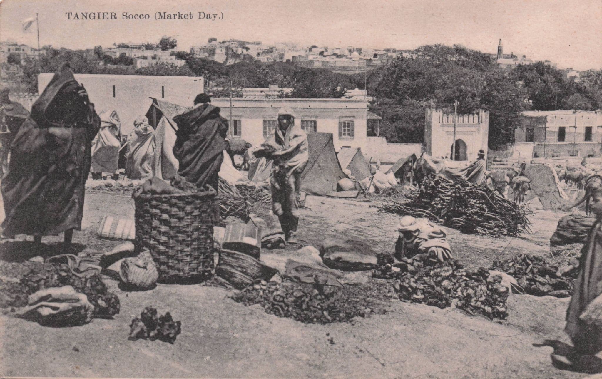 Tangier Socco Market Day Antique African Postcard