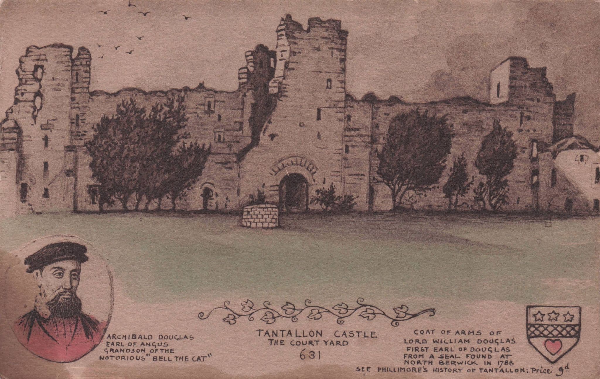 Tantallon Castle Earl Of Angus Scottish Phillimore Postcard Please Read