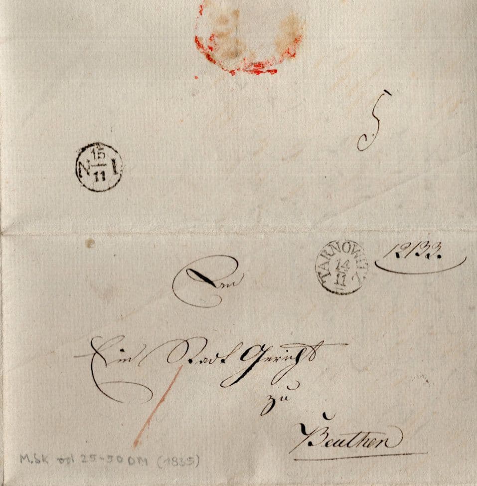 Tarnowitz Silesia Poland Polish Antique 1835 Victorian Letter Document