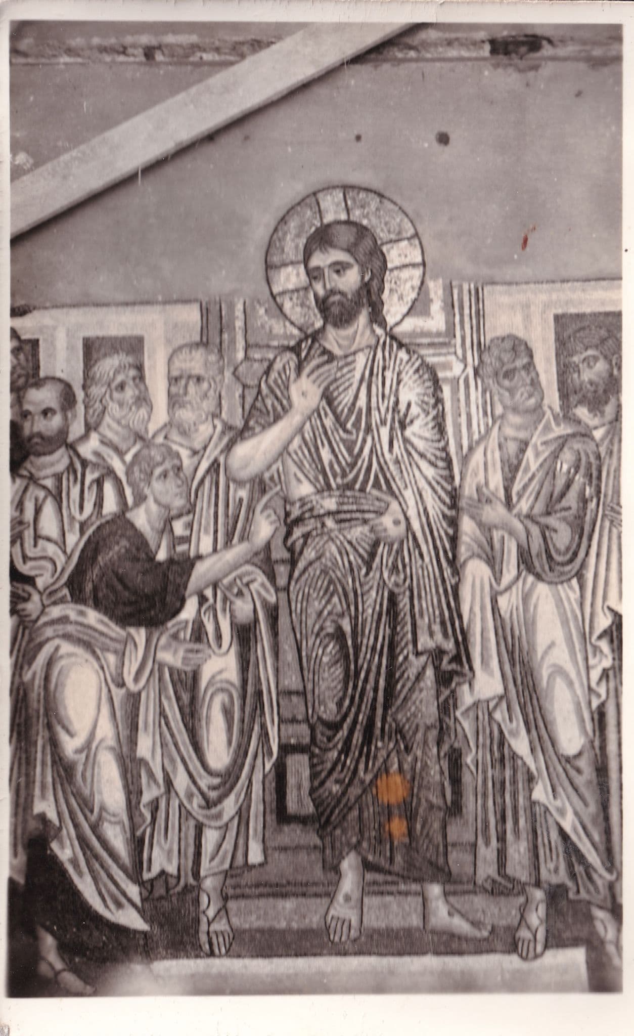 Tatonement Of Thomas Daphni Greek Monastery Mosaic Postcard