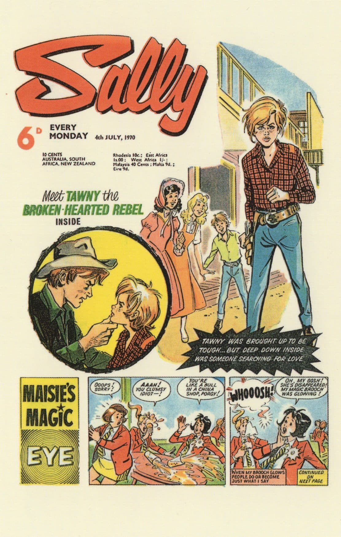 Tawny The Wild West Sally Girl Cowboy 1970s Comic Book Postcard