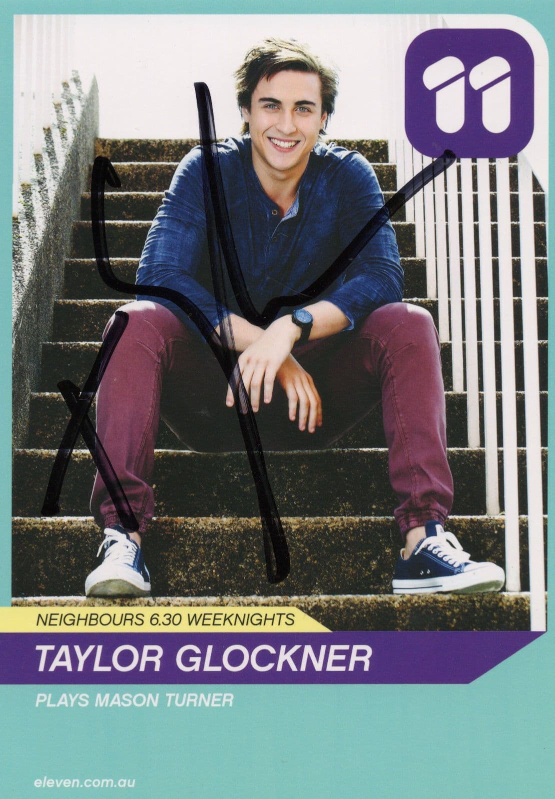Taylor Glockner as Mason Turner Neighbours Hand Signed Cast Photo