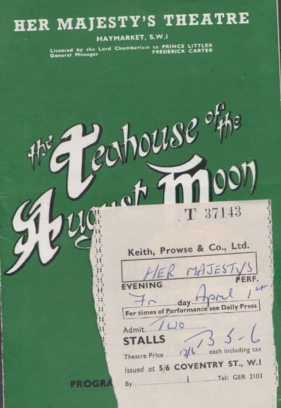 Teahouse Of The August Moon Asian Dickie Henderson William Sylvester Theatre Programme