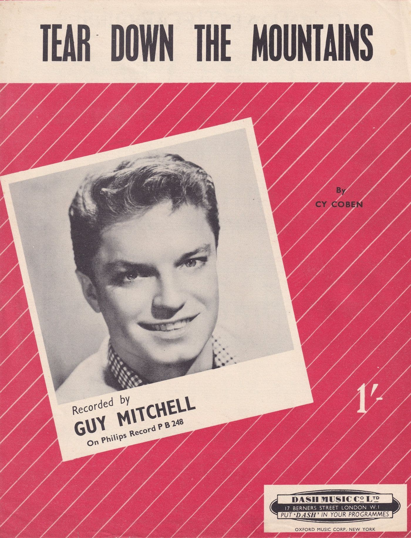 Tear Down The Mountains Guy Mitchell 1940s Sheet Music