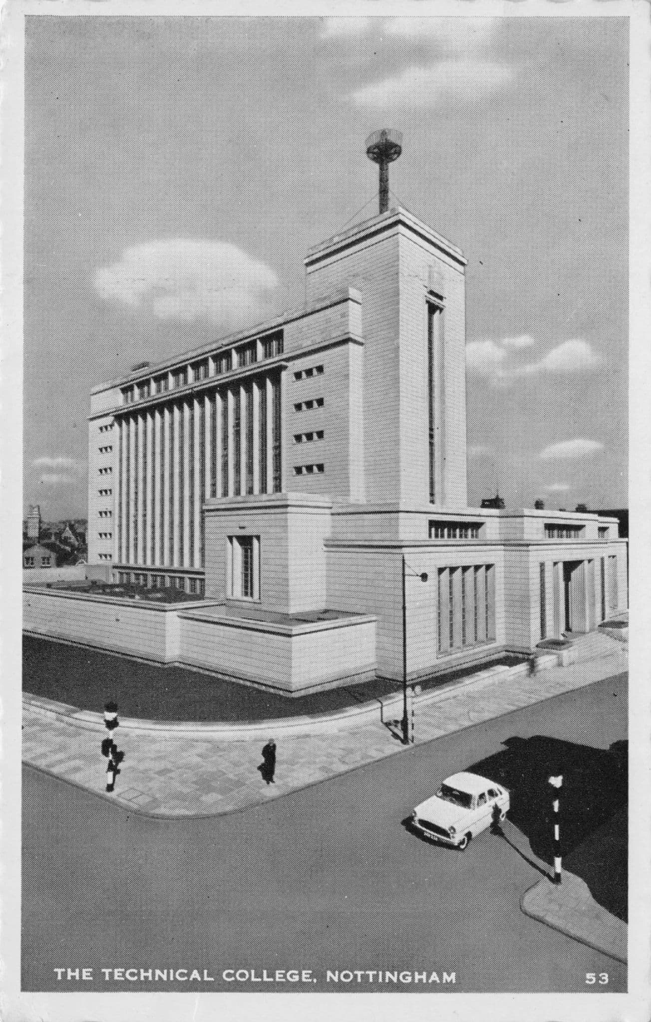 Technical College Nottingham Old Classic Car Real Photo Postcard