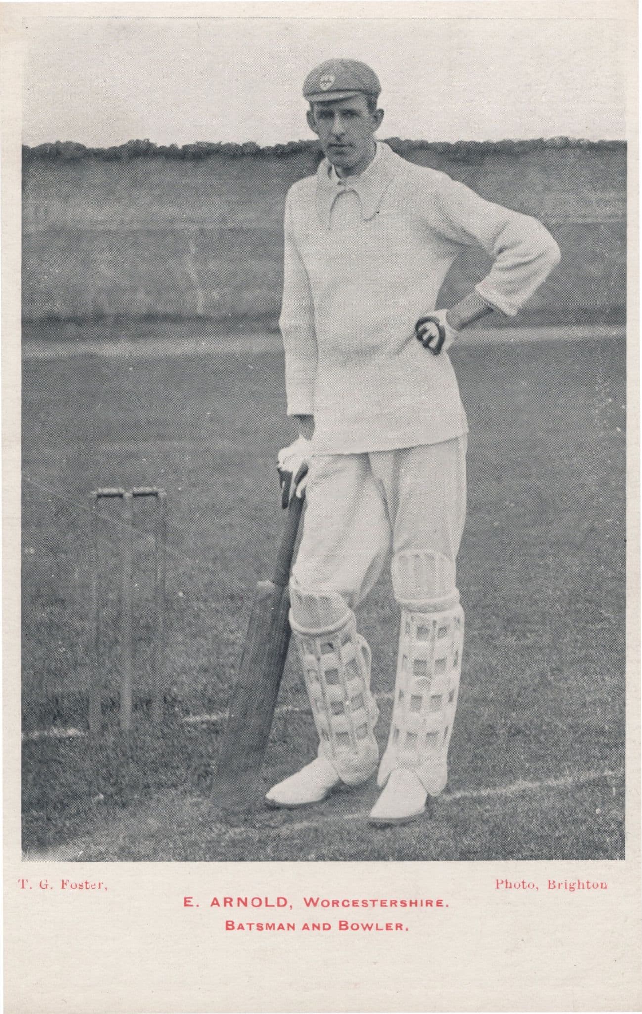 Ted Arnold Worcester Cricket Player Antique Postcard