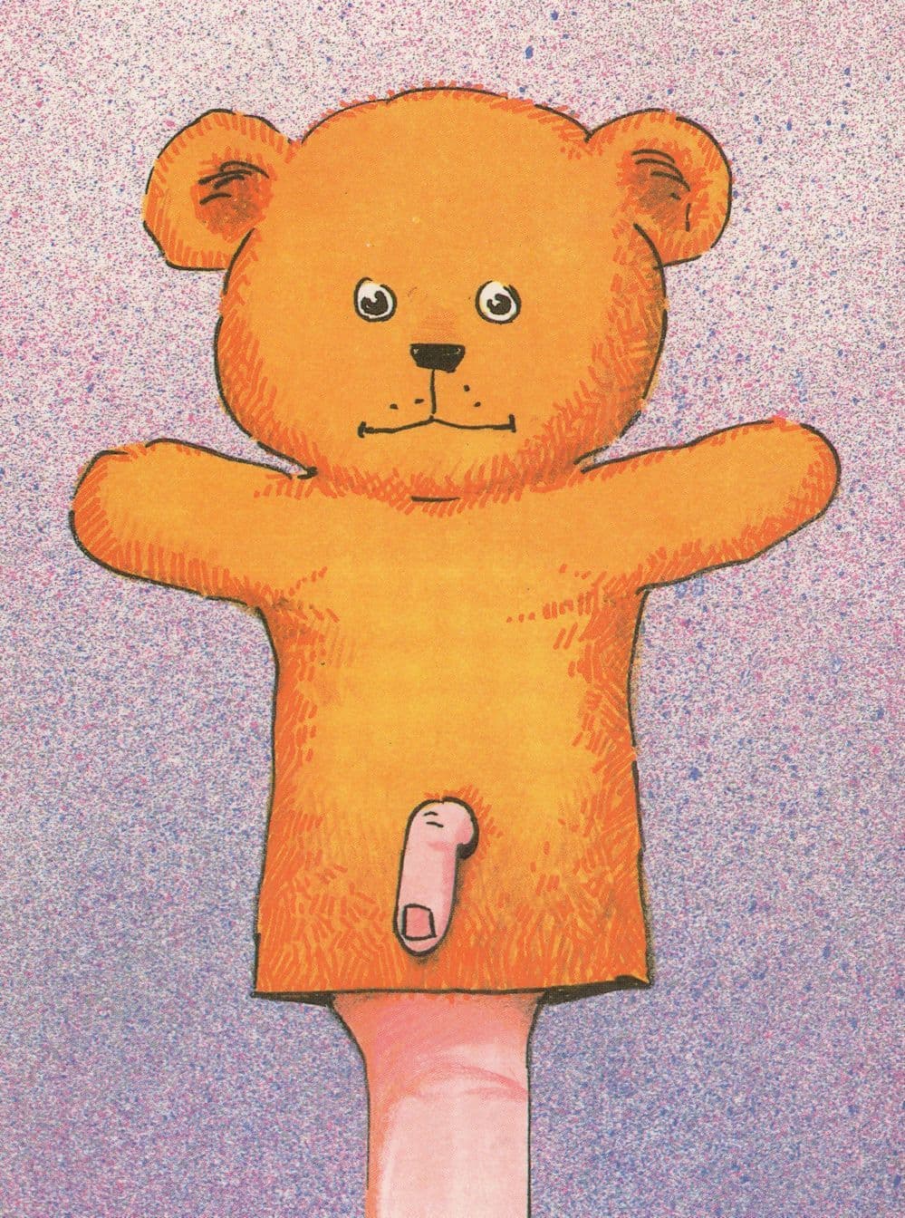 Teddy Bear Toy Finger Glove Puppet Rude Risque Comic Postcard