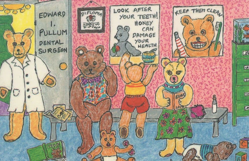 Teddy Bears Dentist Surgery Comic Postcard