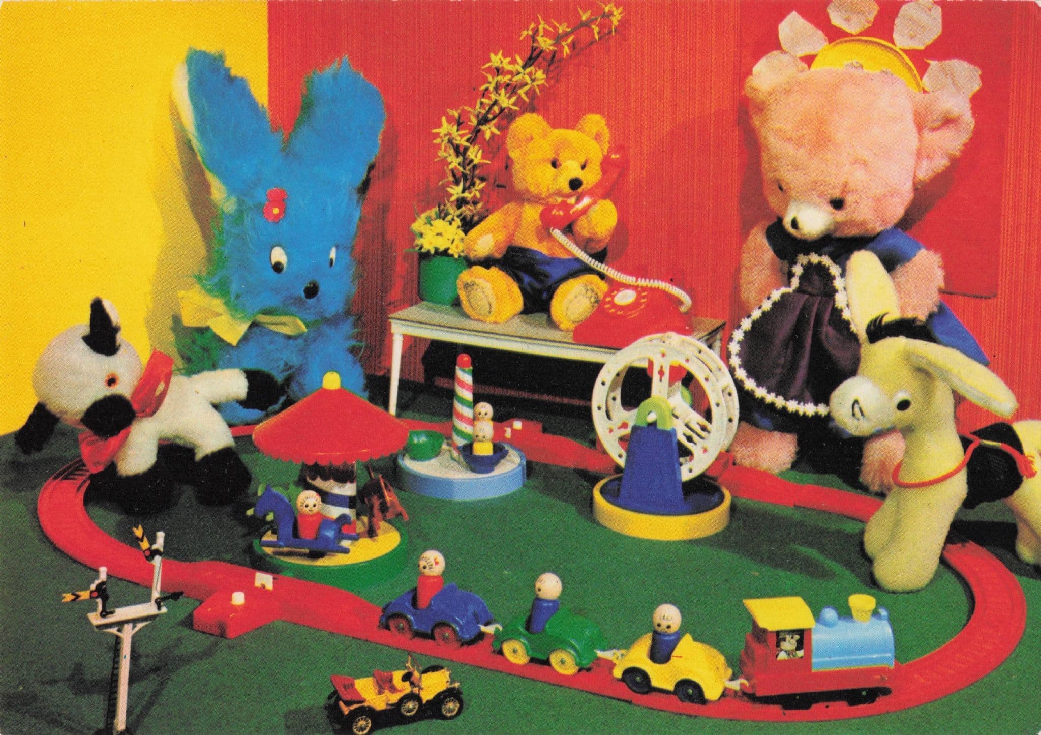 Teddy Bears Toy Racing Scalextric Model Railway Type Game 1970s Postcard